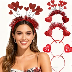 AWAYTR Lovely Red Heart Hair Hoop Hairband Furry Valentine's Day Heart Headband Party Headwear Rose Selling Hair Hoop