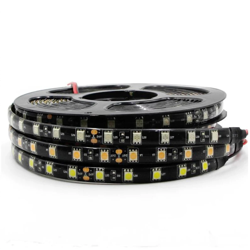 5050 SMD Led Tape Black PCB Strip Light Waterproof DC 12V Led Stripe Flexible Strip Lights Neon Ribbon RGBW  RGB white 1-5m