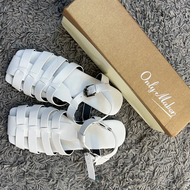 Onlymaker Brand Women Flat Sandals Casual Soft Roman Female Big Size Fashion Handmade Summer Sandals