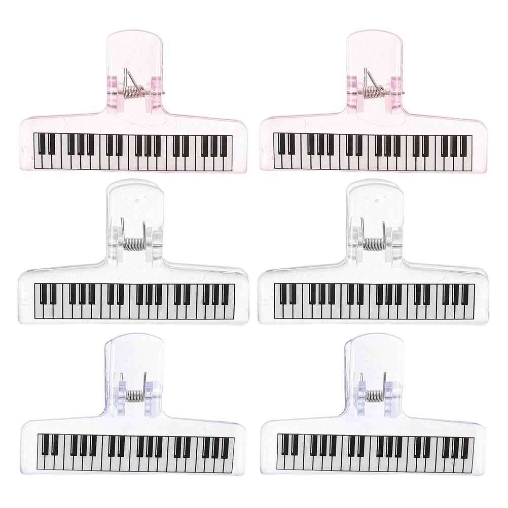 

6 Pcs Piano Sheet Music Holder Clip for Notation Stand Book Transparent Student