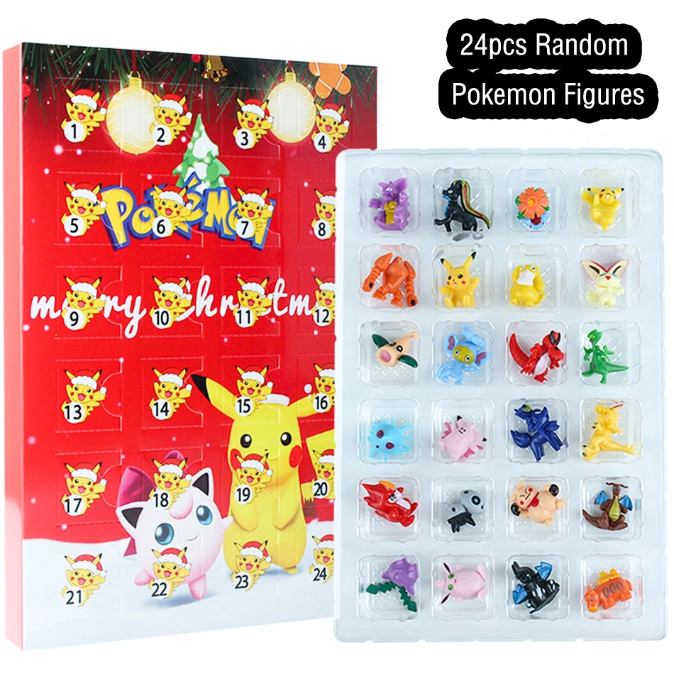 Popular Christmas Blind Box Pok é Mon Mini Figurine Calendar Pok é Mon Pikachu Elf Blind Box Children's Toys Christmas Gifts view 3