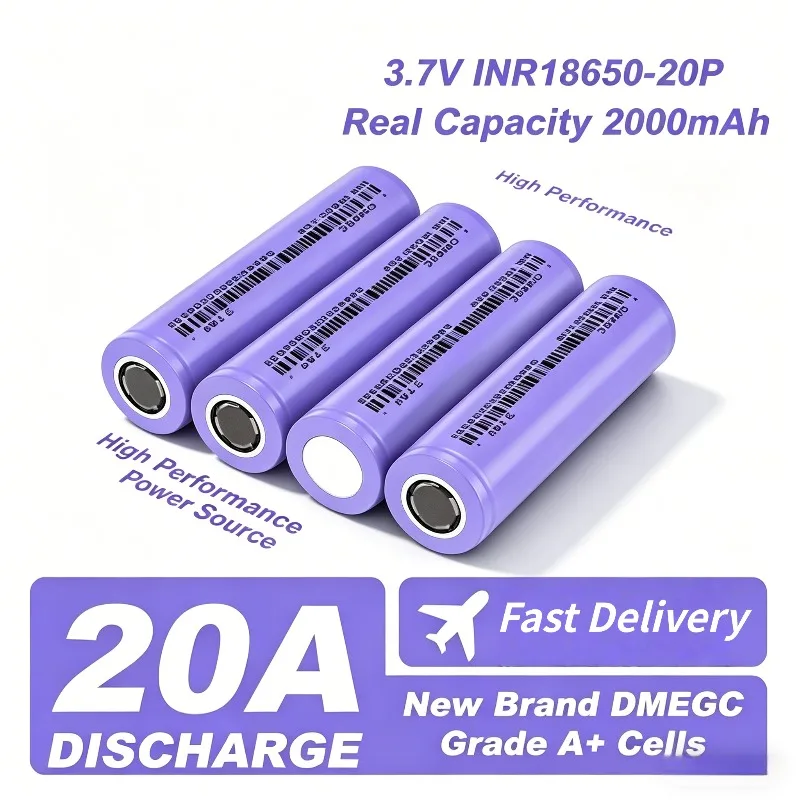 High Capacity  INR18650 2000mAh 10C 20A 3.7V Lithium Rechargeable Battery for Drone Models
