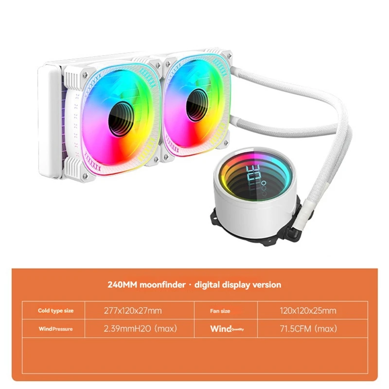 Integrated Water-Cooled Digital Display CPU Radiator Argb Wireless Lens Temperature Display CPU Fan