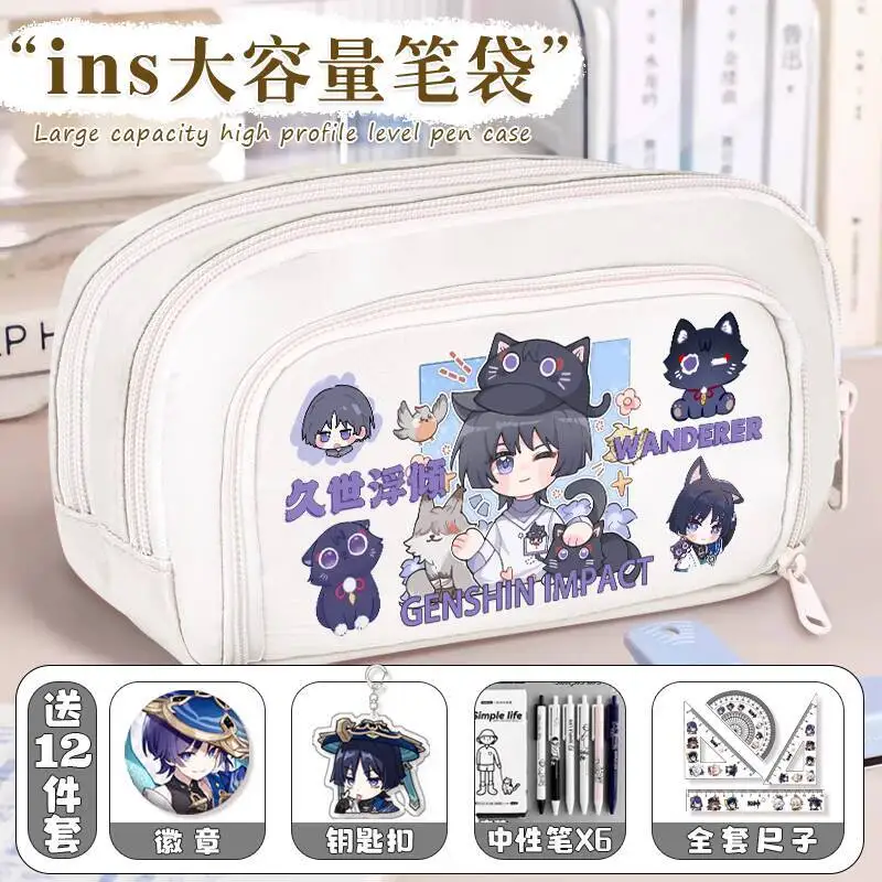Genshin Impact Pencil Case Large Capacity Narinny Scaramouche Merchandise Junior High Elementary School Boys And Girls Anime