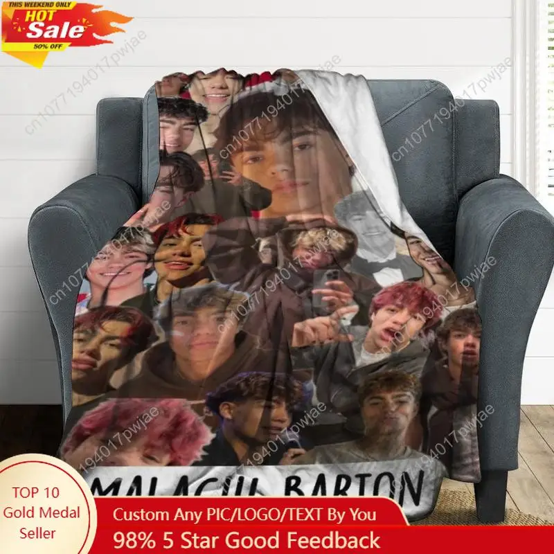 

Malachi Barton Themed Flannel Blanket - Soft All-Season Throw with Expressive Expressions & Hairstyles Retro Personalities Desi