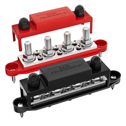 Upgrade 250A 12V Bus Bar Battery Power Distribution Block Car Audio 12 Volt DC Busbar 4 x 3/8