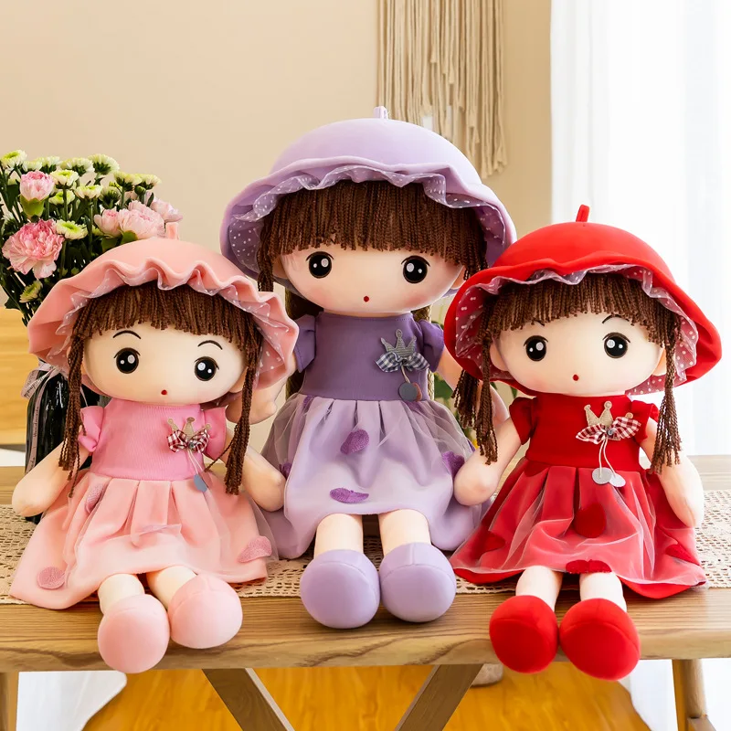 50cm Cute Princess Girl With Rabbit Hat Doll Plush Toy Soft Stuffed Rabbit Doll Sweet Rag Doll for Kids, Birthday Gift for Girls