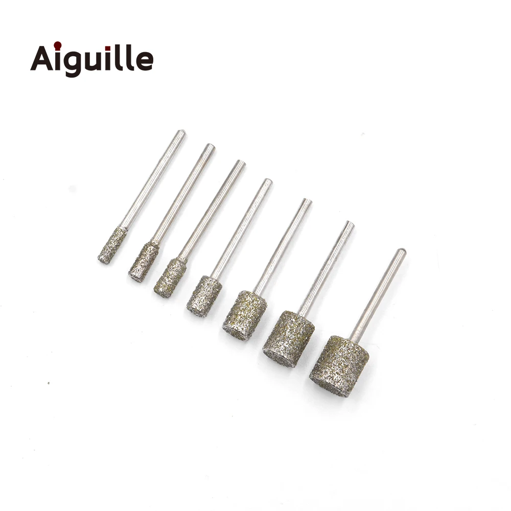 5pcs 60# Diamond Grinding Burr Metal Peeling Bits Stone Jade Grinding Bits 3/4/5/6/8/10mm Diamond Grinding Point Polishing Bits