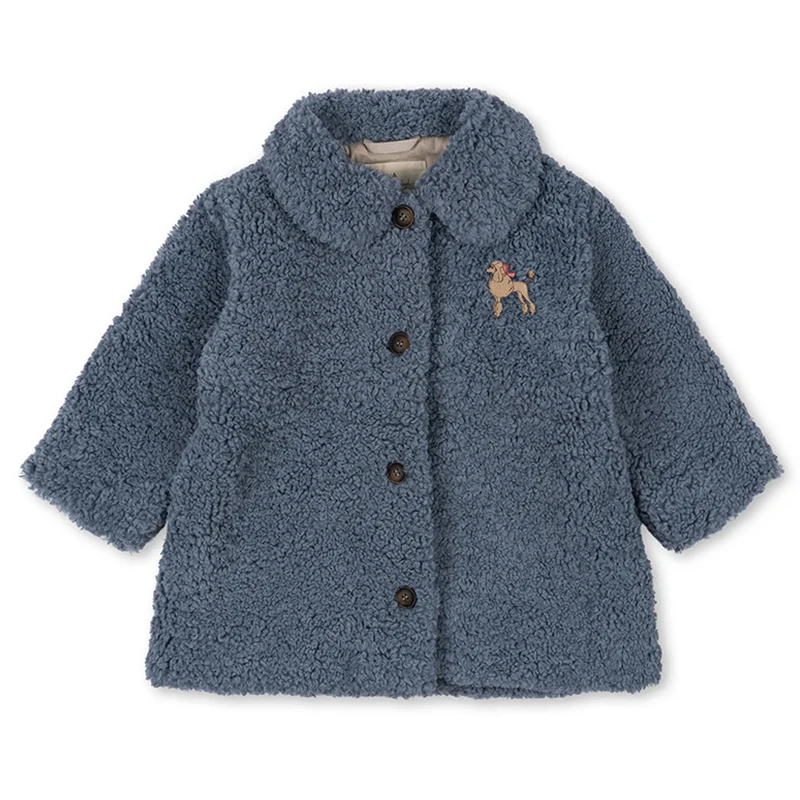 2024 New Winter Children Blue Plush Jacket Girl Autumn Winter Warm Cotton Clothing Kids Cute Coat