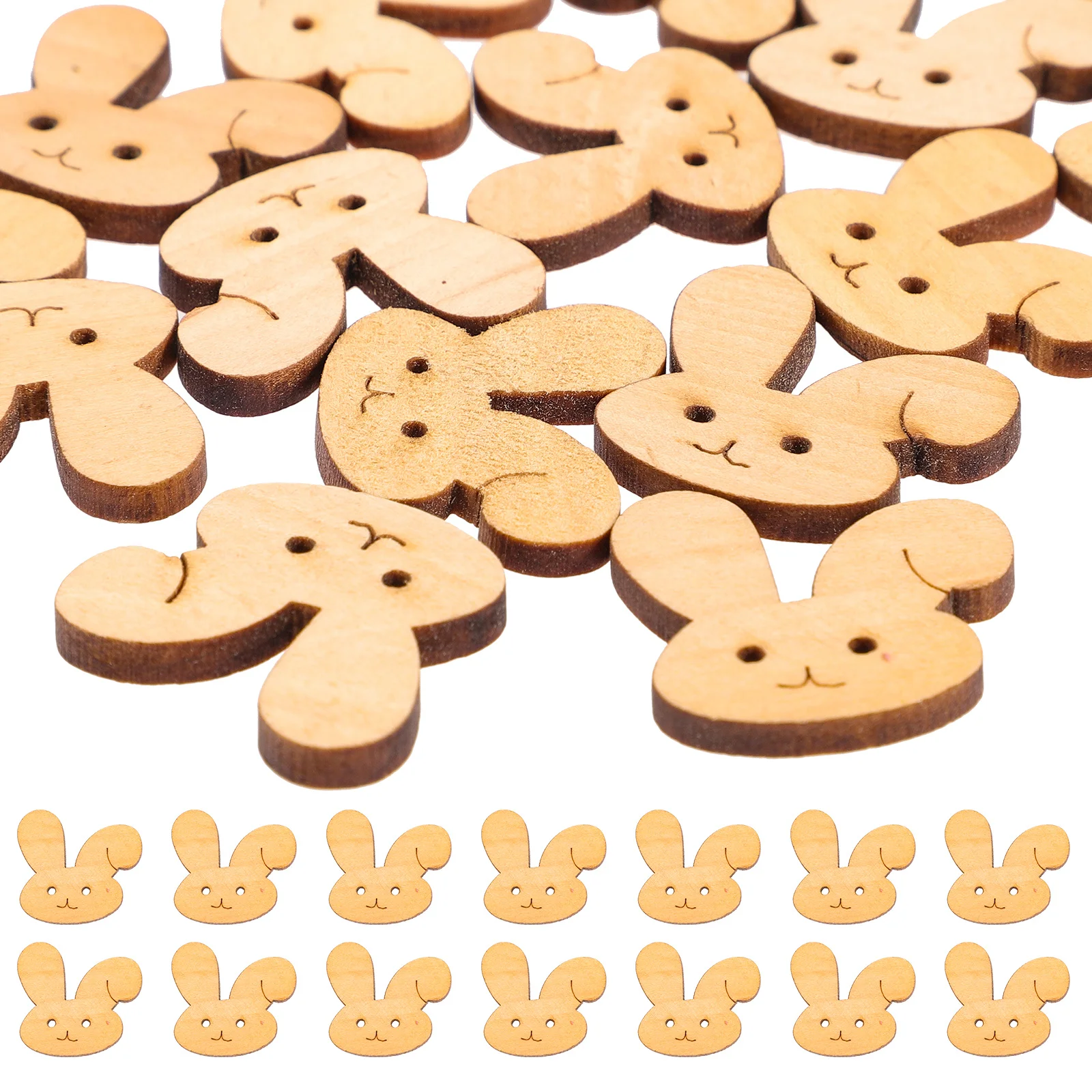 

100Pcs Wooden Easter Bunny Cutouts Natural Blank Rabbit Shapes Smooth Safe Edges for Crafts School Projects Holiday Decorations