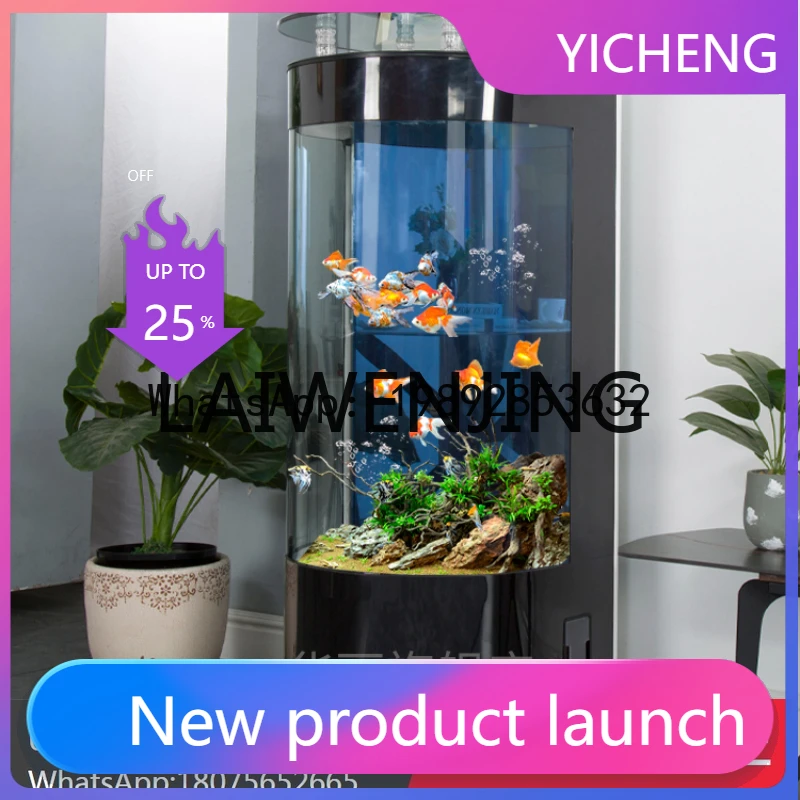 

Semicircle Fish Tank Living Room Home Small Cylindrical Floor-Free Replacement Aquarium