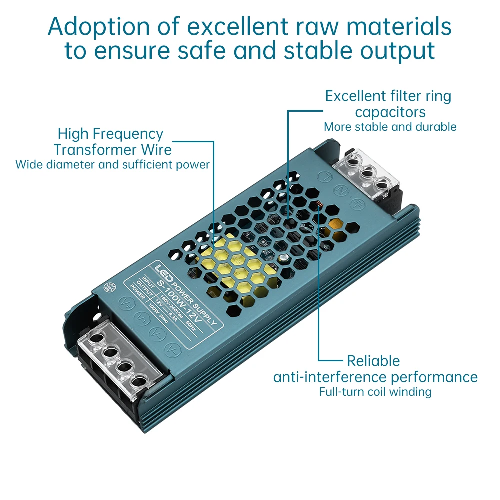 Transformatory oświetleniowe AC190V-240V do sterownika LED DC12V moduł zasilania adaptera zasilanie do taśmy LED 60W/100W