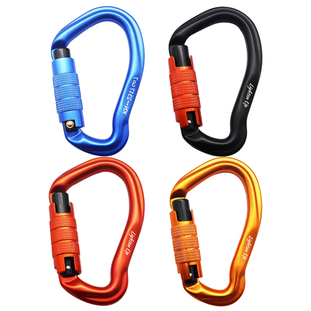 LIGHTEN UP 23KN Outdoor Professional Carabiner 7075 Aviation Aluminum Safety Automatic Lock D-ring Carabiner Climbing Accessorie