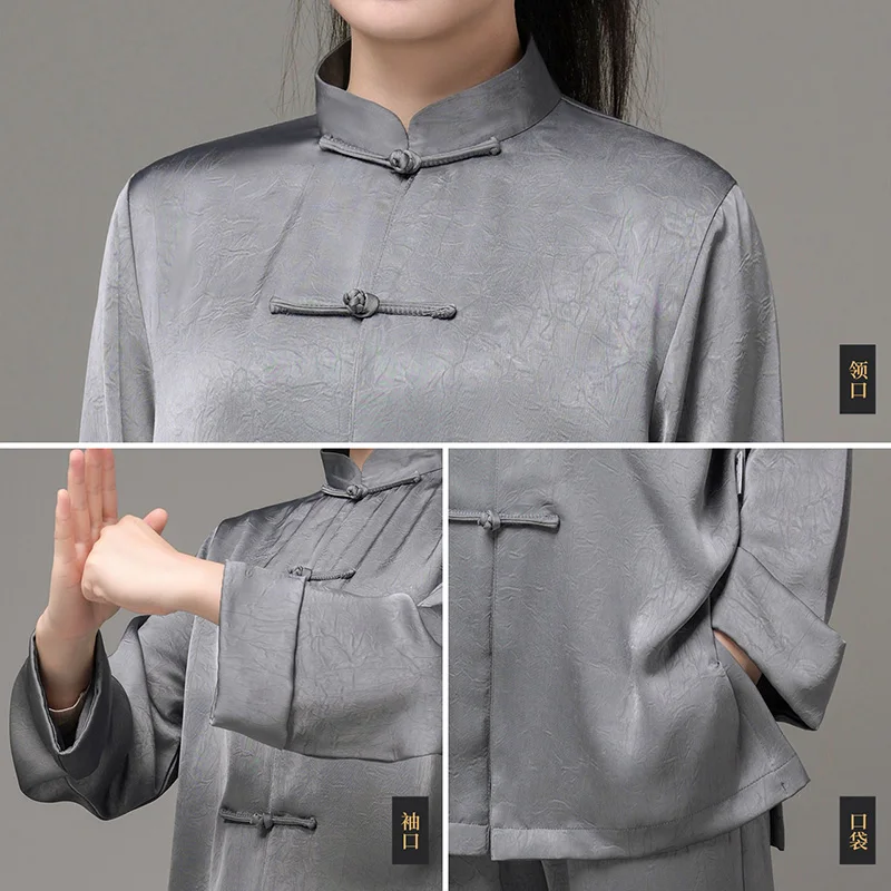 Zen Acetate Tai Chi Suit, New Premium Upgraded Unisex Uniform for Chinese Style Martial Arts Practice 5