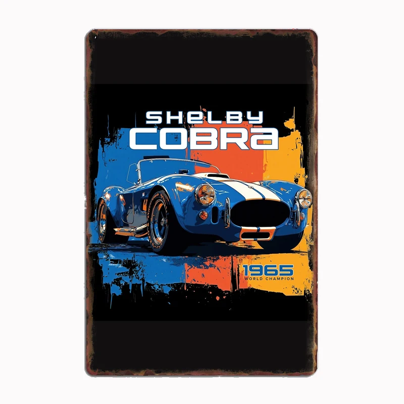 

Mustang Shelby1965 World Champion Classic Race Car Metal Sign Poster Wall Art Garage Room Decoration Vintage Home Decor