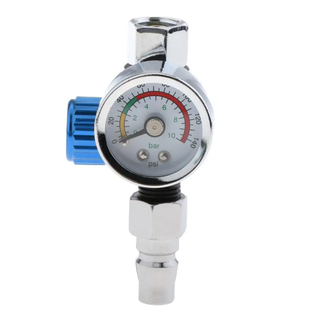 Universal Alloy Spray Gun Regulator, 0-12BAR Valve with Pressure Gauge Adjustment Gauge,Spray Gun Air Pressure Regulator Gauge