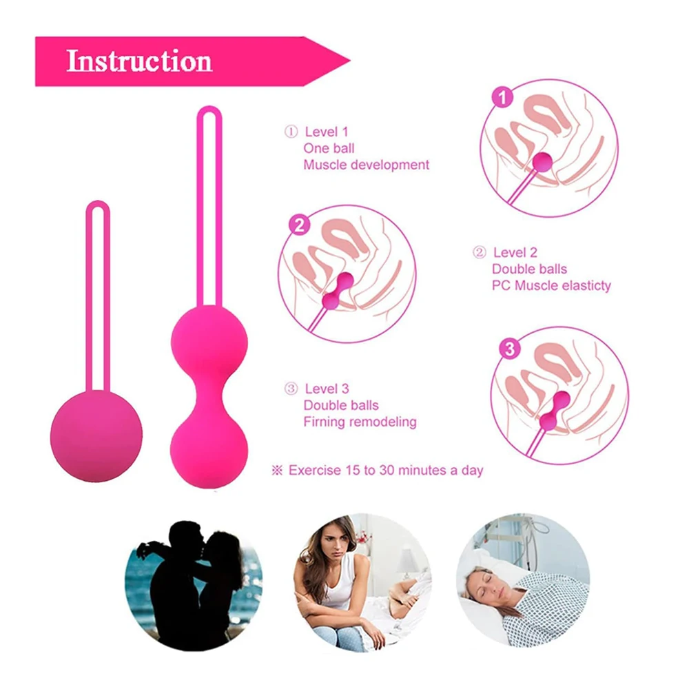 Bola de kegel de silicona para mujer, entrenador muscular para apretar la vagina, Bola de huevo íntima, bolas de suelo pélvico vaginal, Juguetes sexuales para adultos