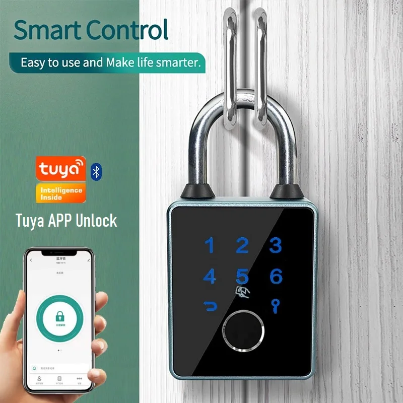 

5pcs/set Tuya Smart Code Padlock Biometric Fingerprint Door Lock Password APP IC Card Key Unlock IP65 Waterproof Electronic Lock