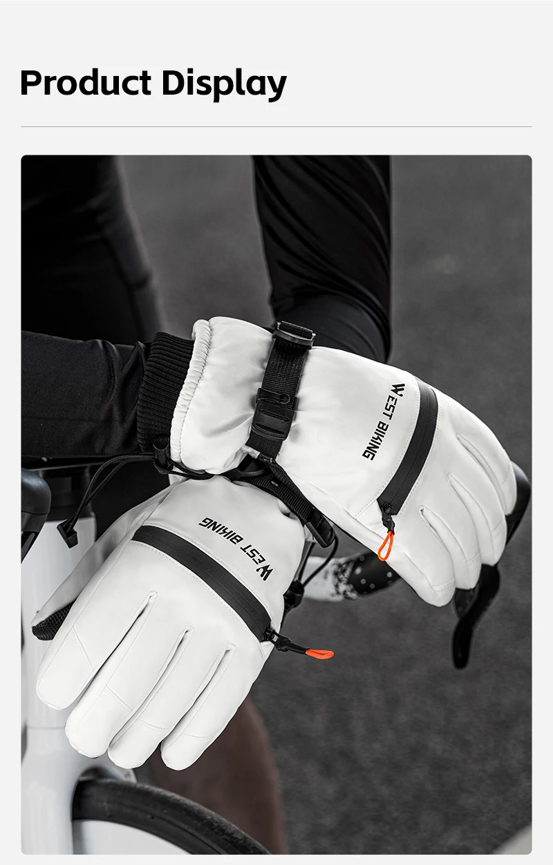 WEST BIKING Skihandschuhe Wasserdicht Dickes Fleece Thermische Winter-Fahrrad-Motorradhandschuhe Touchscreen-fähig Rutschfest Warme Handschuhe für Männer und Frauen – Detail 12