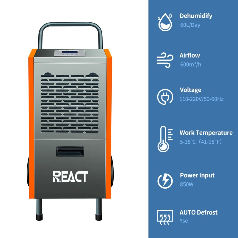 New Electric 60L OEM Commercial Outdoor Industrial Portable Dehumidifier Machine for Painting