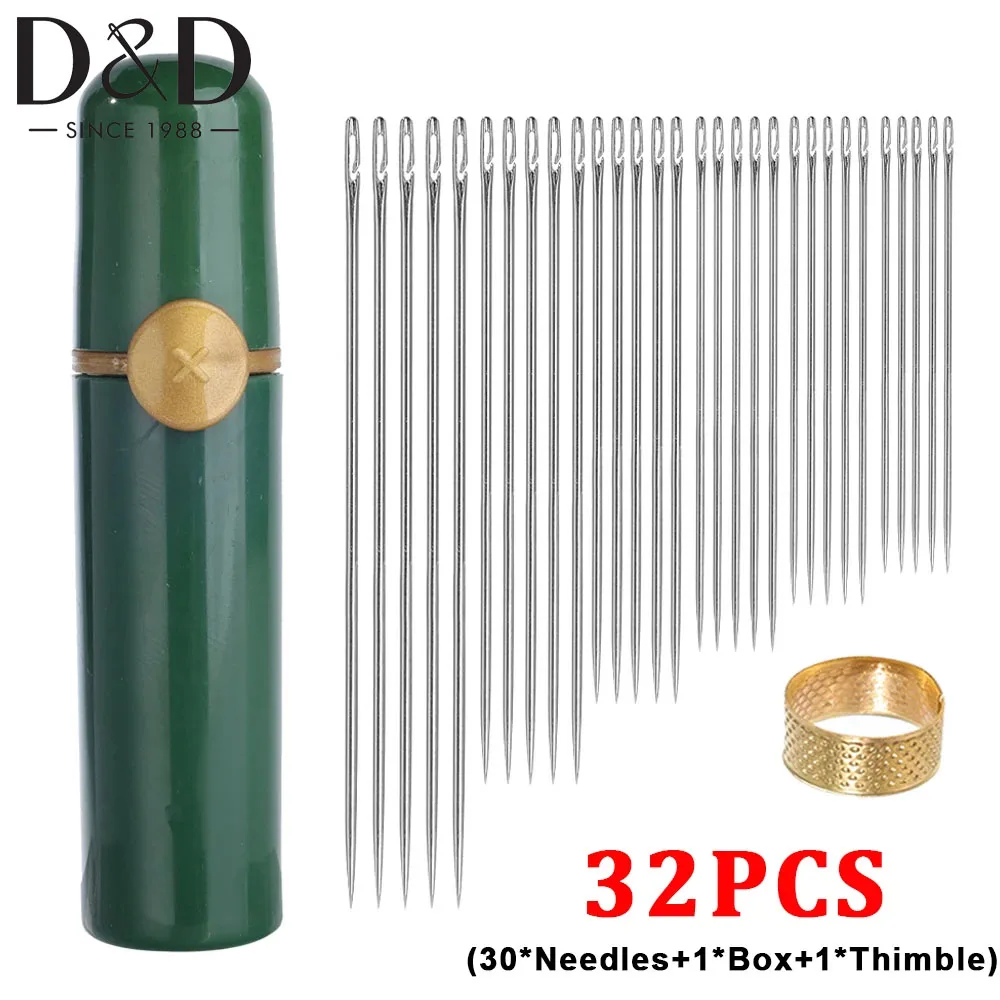 32 pz/set fori laterali aghi ciechi per cucire aghi autofilettanti per anziani in acciaio inossidabile strumenti per cucire fai da te per la casa