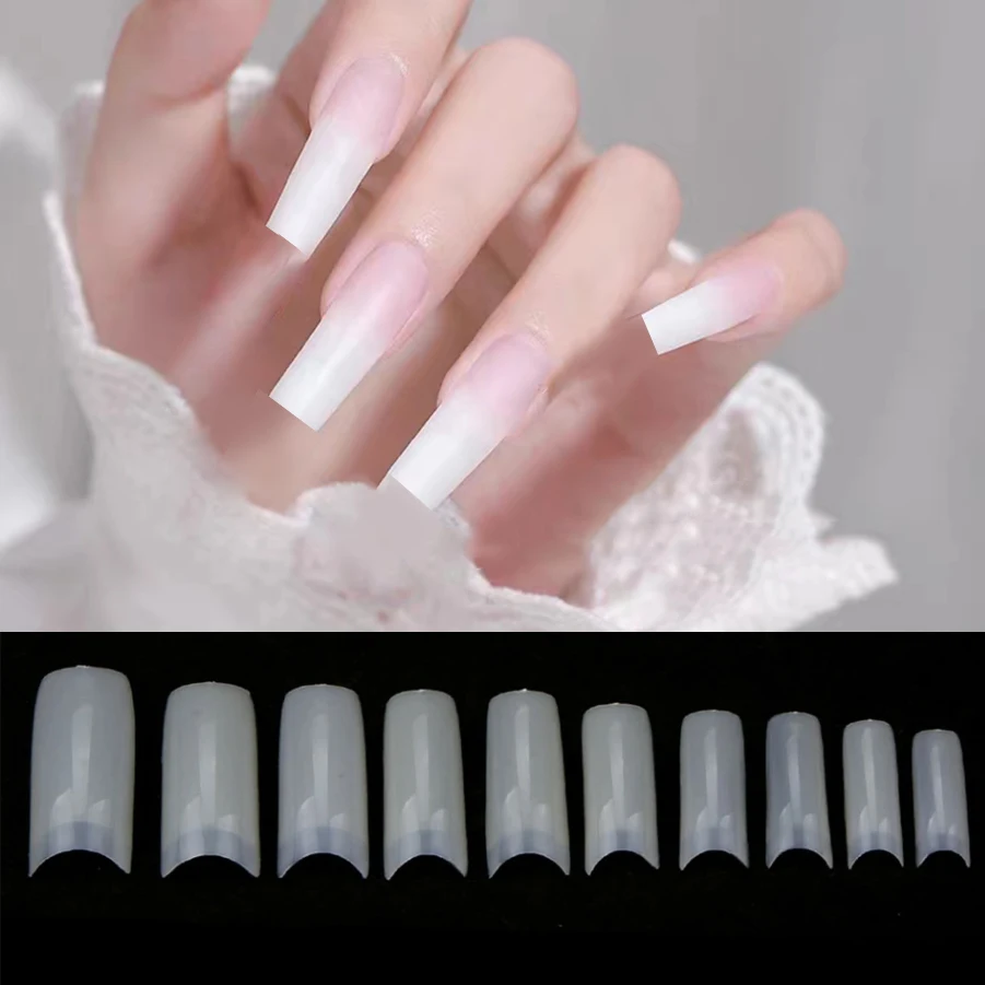 500pcs/Box Natural Style Nail Capsules Artificial Tips Full Cover Nails French Manicure False Nail for Beauty Salon Women