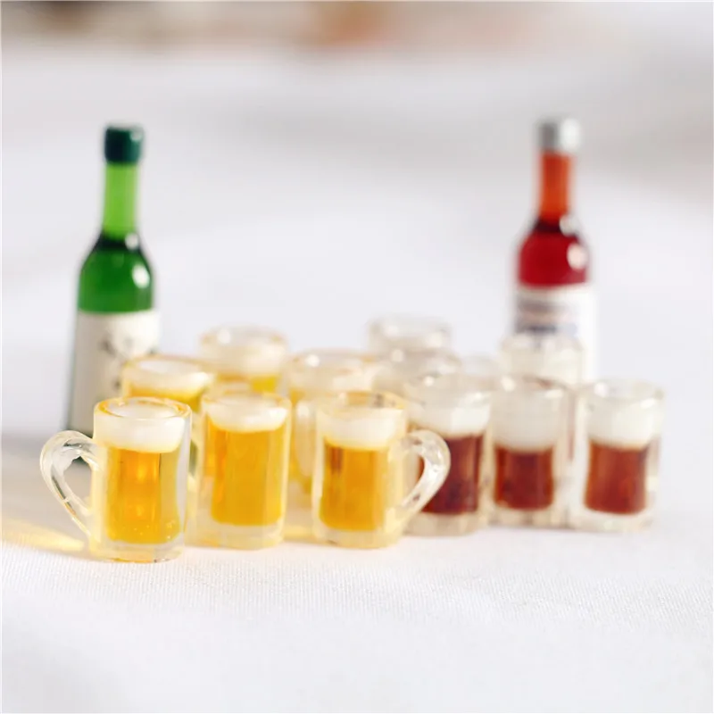 5Pcs Sake Beer Glass Figurine Micro Landscape Miniature Drink DIY Crafts Props Dollhouse Ornaments Home Decoration Accessories
