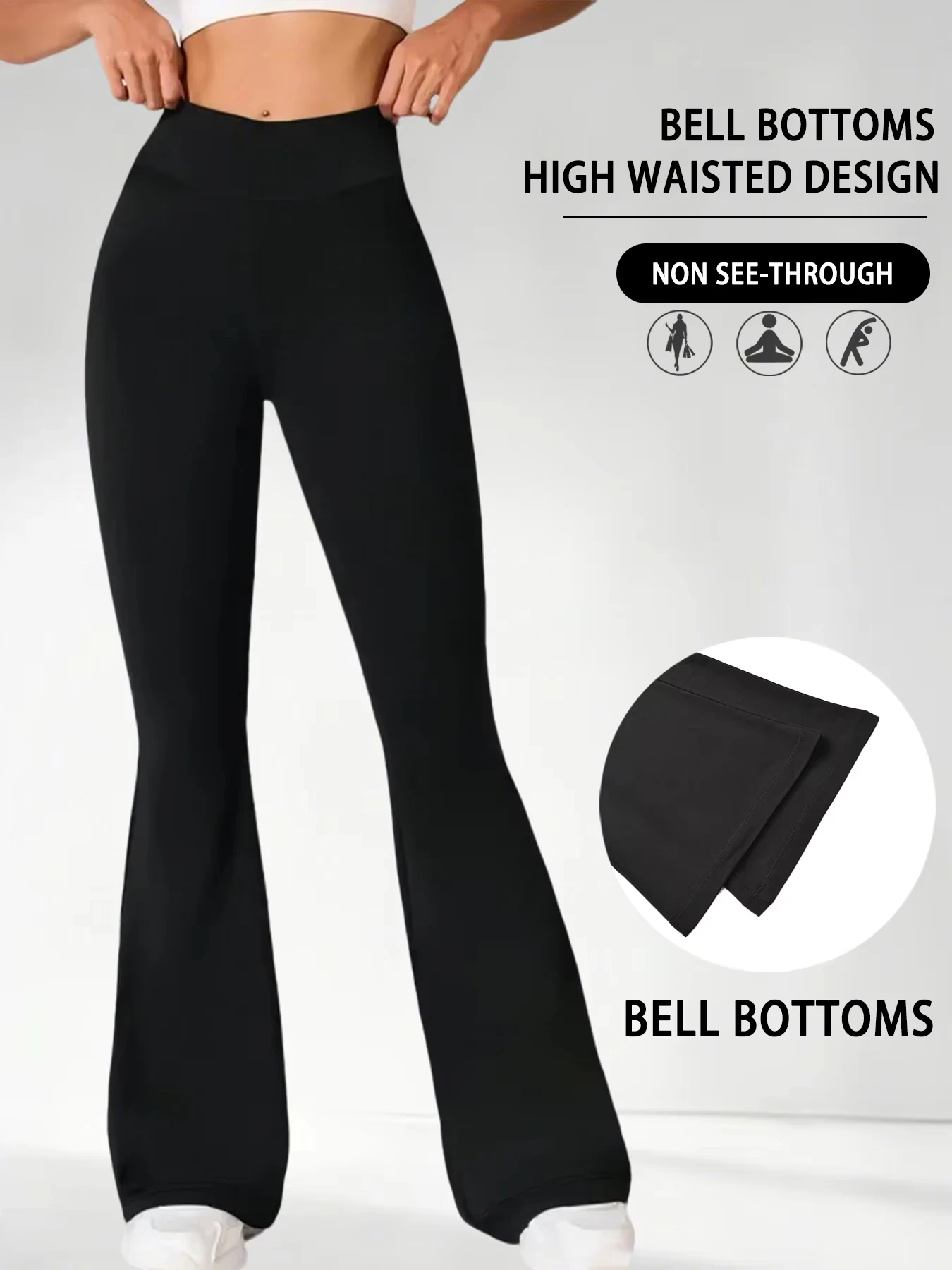 Naked High Waisted Waist Cinching Hip Lifting Fitness Exercise Elastic Bell Bottom Pants Women Casual Outdoor Running Yoga Pants
