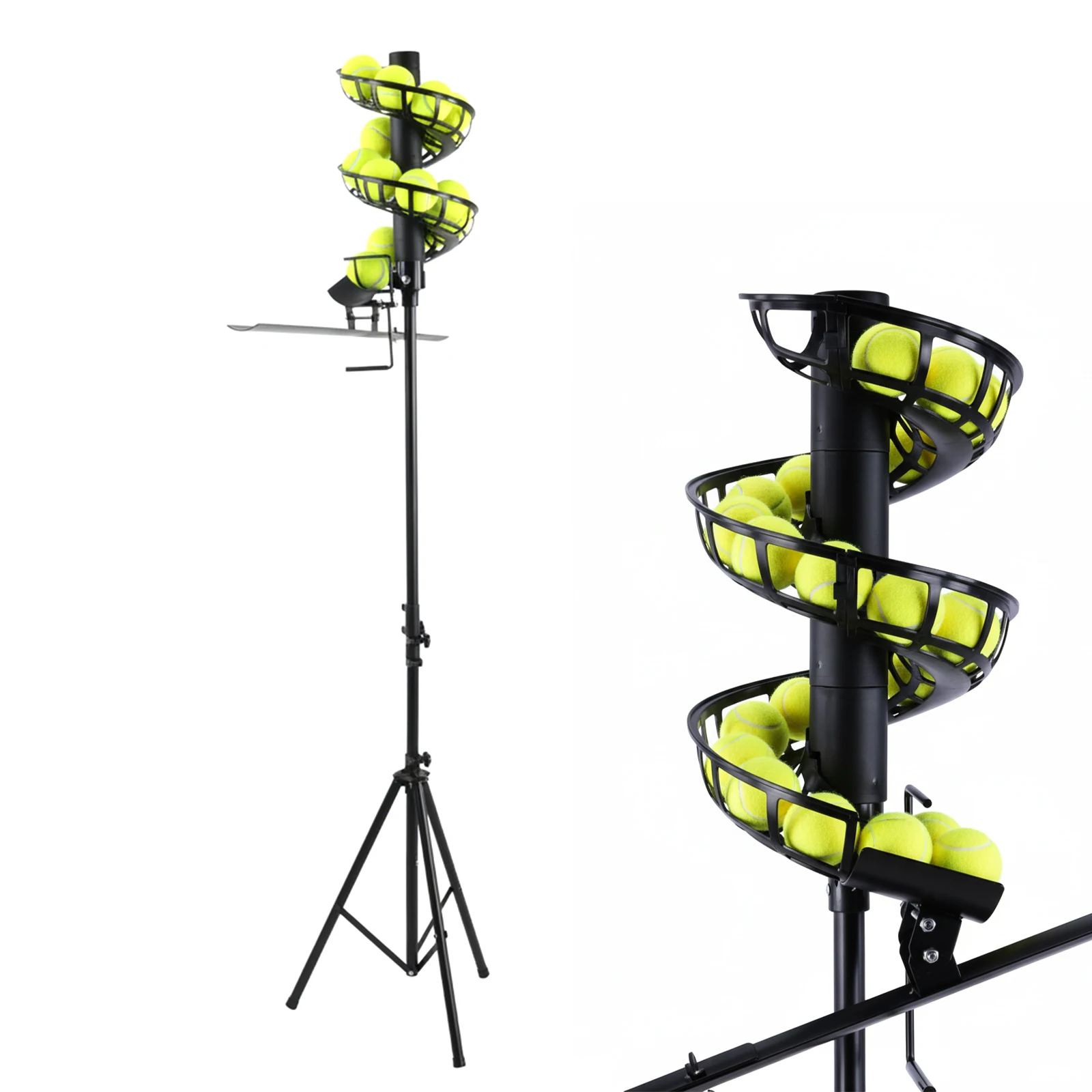 

Устройство для запуска мячей для пиклбола с дополнительной направляющей, вмещает 33 мяча, тренажер для тенниса, регулируемый по высоте, оборудование для тренировок на открытом воздухе