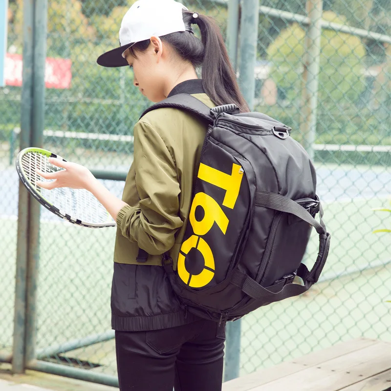 Bolsa de viaje de separación de Yoga húmeda y seca para mujer, mochila de baloncesto de entrenamiento deportivo, posición de zapatos independiente, T60