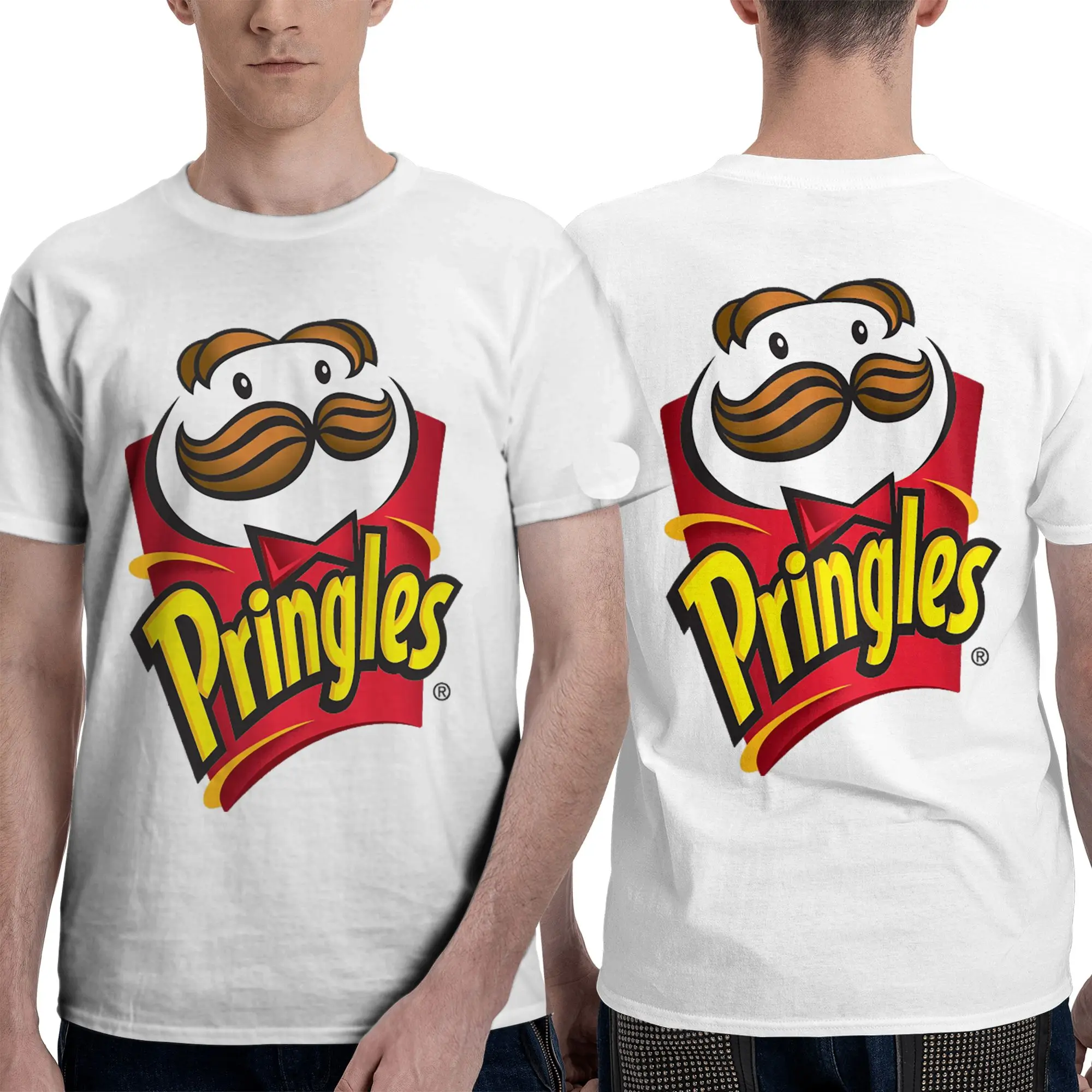 100% Cotton Potato Crisps Chips Pringles Print T-Shirt Men's Double Sided T Shirt Men O-Neck Summer Shirts Tops S-6XL