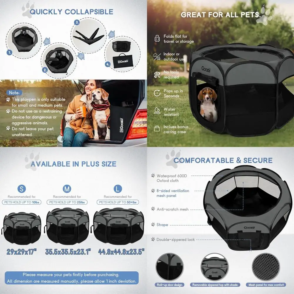 

Портативный манеж для собак средних собак, складной манеж для домашних животных, котят, щенков, в помещении и на открытом воздухе с верхней крышкой на молнии (средний Si