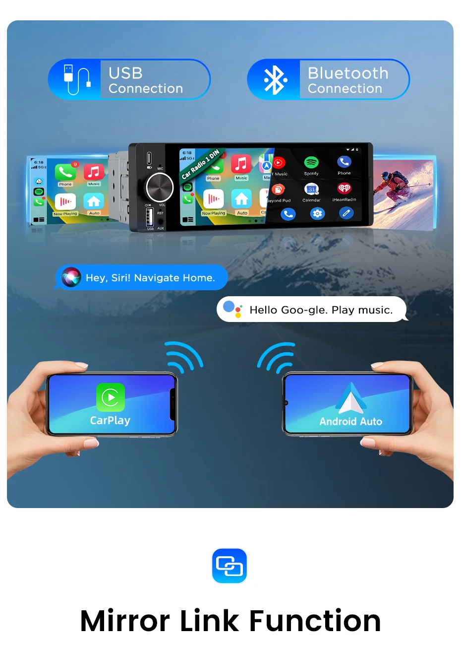 Autoradio Junsun CarPlay Sans Fil Android Auto 6,86 pouces