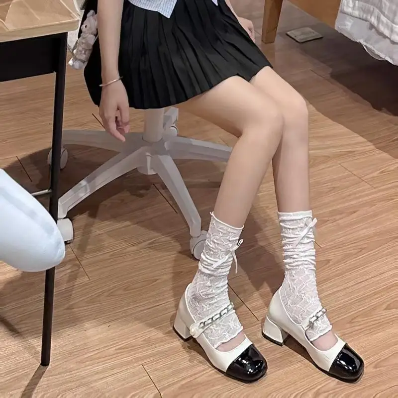 Spitzen-Rüschen Y2k Handschuhe Fingerlose Handschuhe Fäustlinge JK Lolita Kawaii Damen Netz-Fischernetz Schleifenhandschuhe – Detail 13