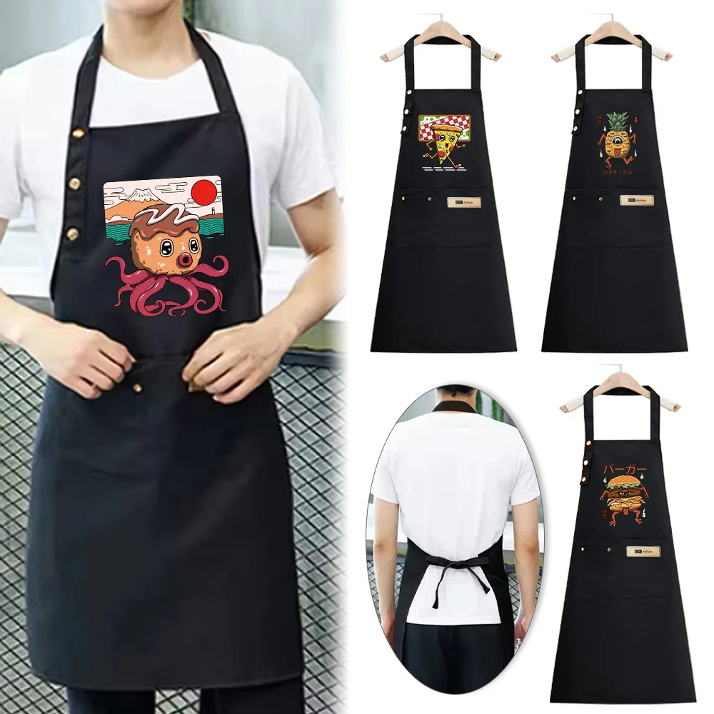 Apron Cook Clothes Kitchen Essential Adjustable Straps cute monster Multiple Pocket Waterproof Stain-Resistant Baking Accessory