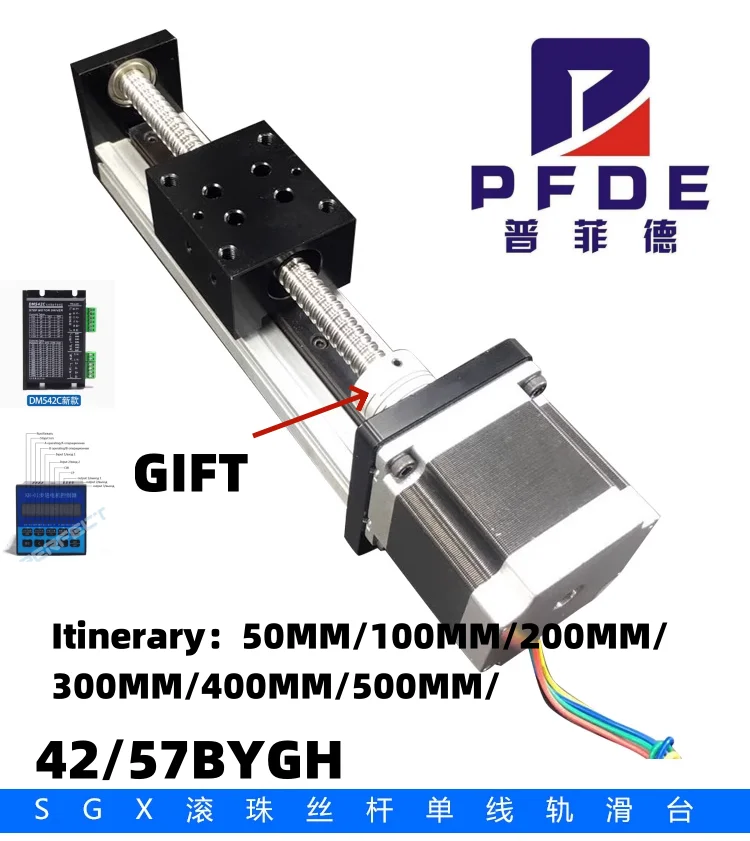 

50~100mm Stroke DXG ball screw single track Slide Table t-linear Precision Guide Rail Module 57 motor table DM542S KH-01