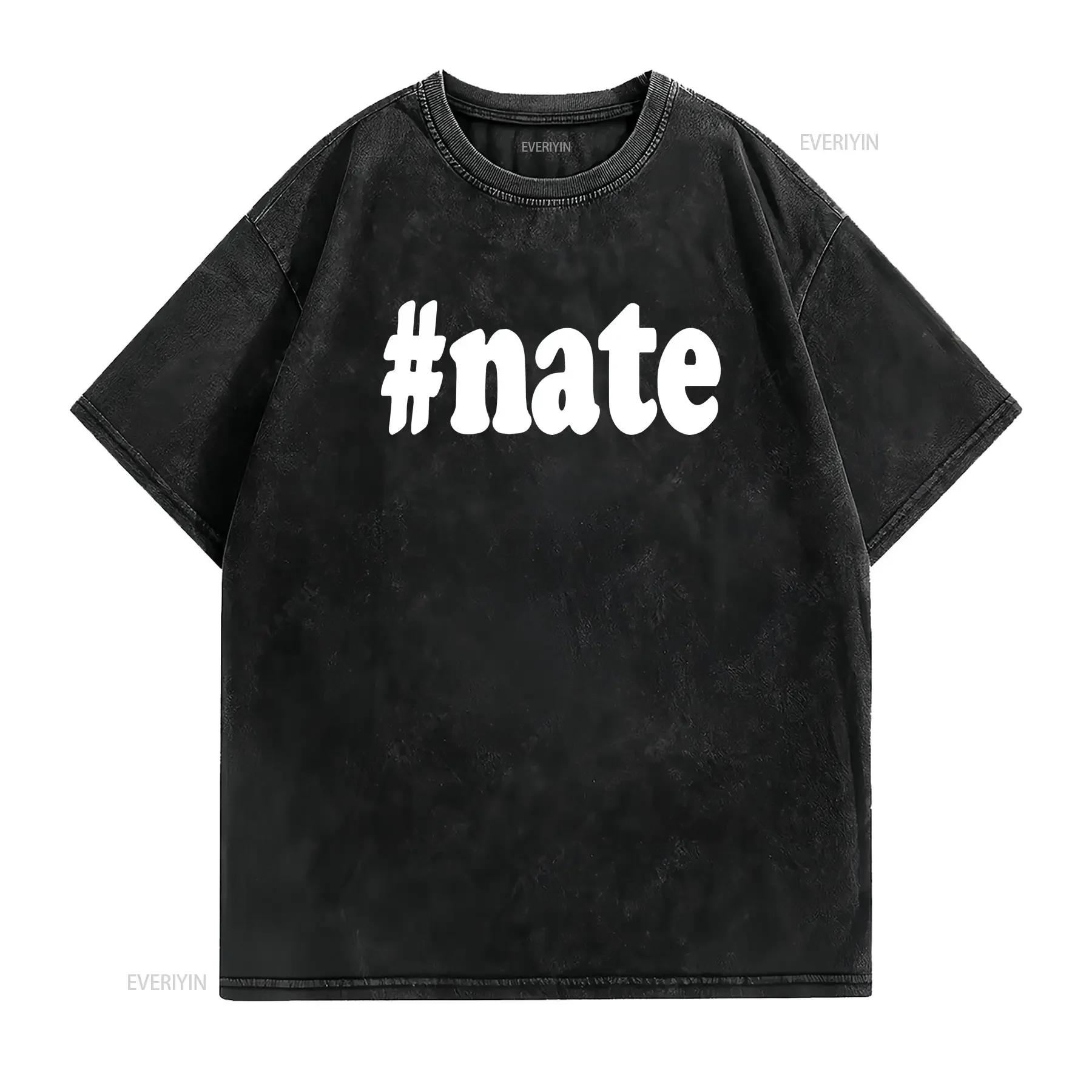 Nate T shirt Hashtag Nathan Diaz Name Funny Black White TEE vintage Washed fashion graphic Stylish Stretched Comfortable