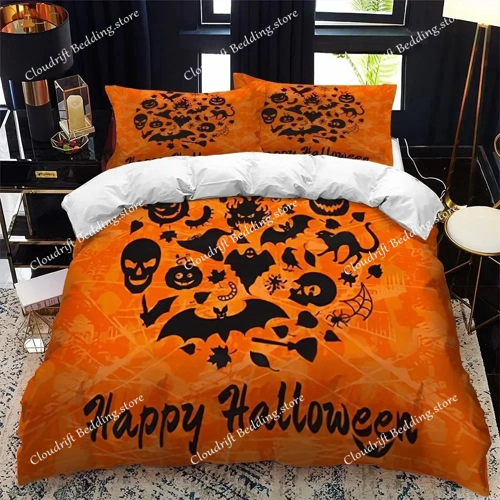 3D Print Halloween Duvet Cover Set Colorful Cartoon Ghost Bedding Set King Queen Size Quilt Cover for Kids Teens Adults