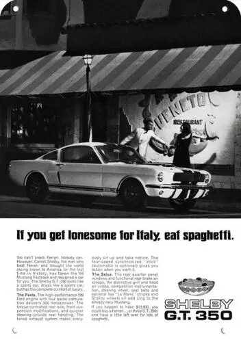1966 SHELBY GT350 Car DECORATIVE REPLICA METAL SIGN