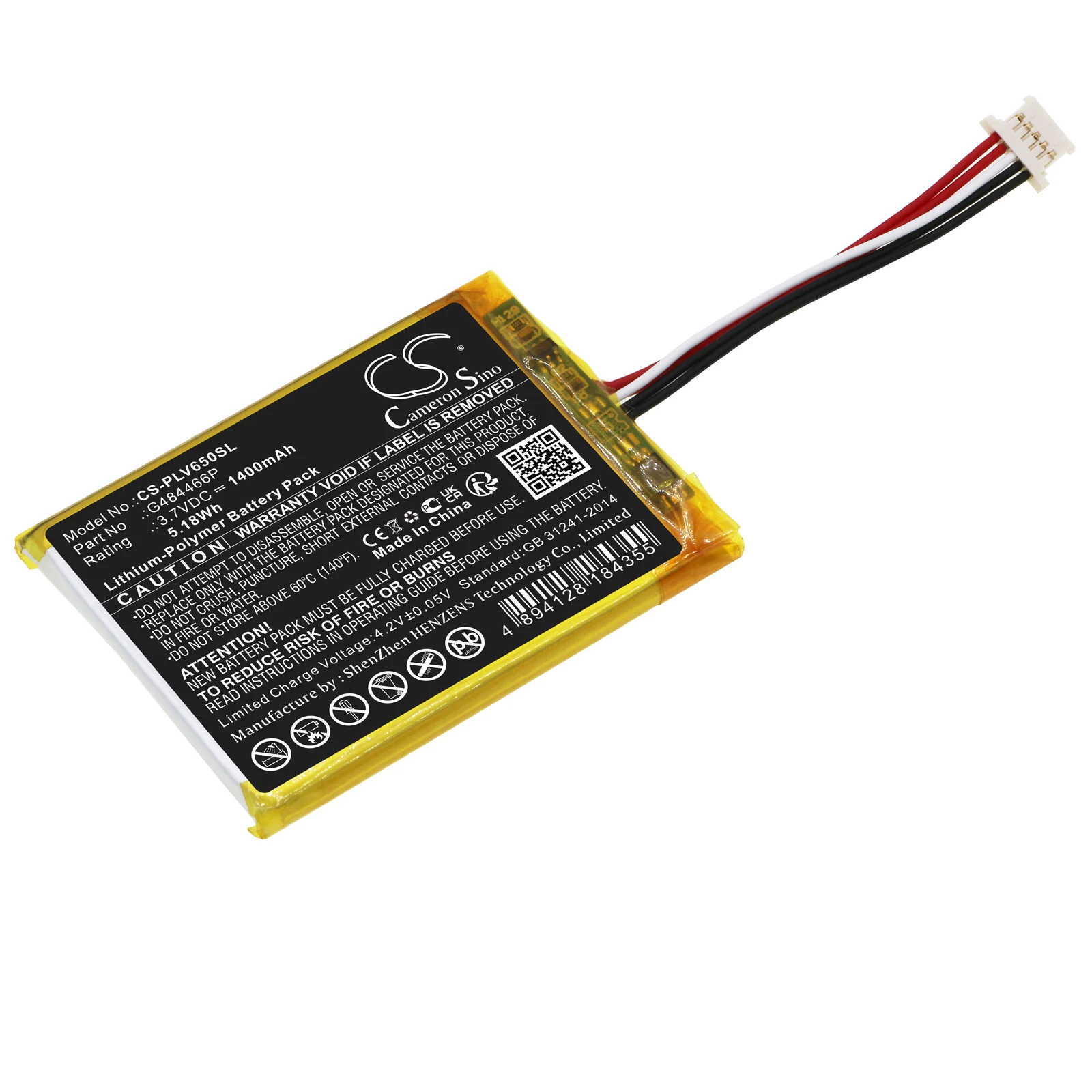 Batteria sostitutiva CS per PolarV650G 484466 P 1400 mAh / 5,18 Wh