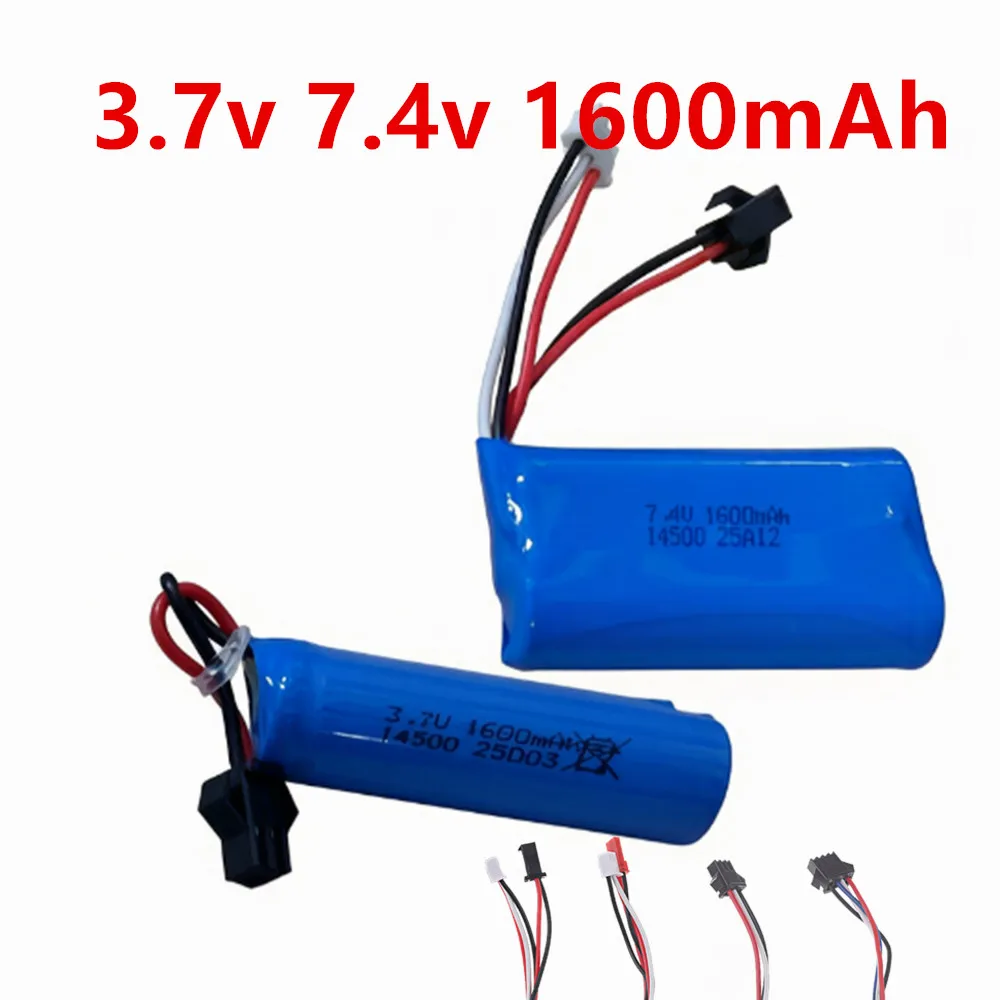 14500 3,7V 7,4V 1600mAh Li-Ionen-Akku für ferngesteuerte Wasserkugelgewehr-Spielzeuge RC-Teile