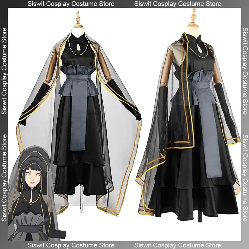 

Аниме Косплей Костюм Хьюга Хината Черное свадебное платье Декоративные аксессуары Полный комплект Хэллоуин Карнавальное платье для женщин