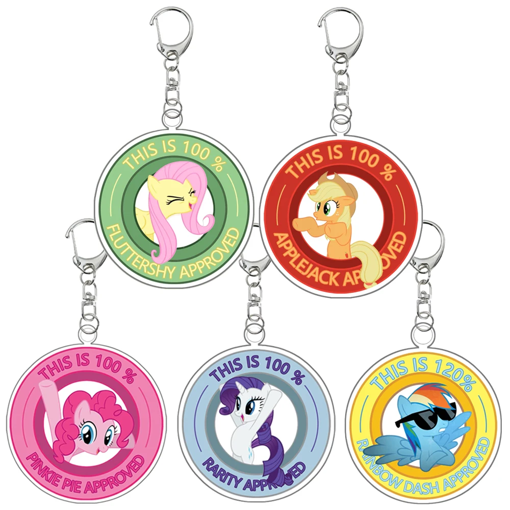 My Little Pony Anime Pinkie Pie Fluttershy Rainbow Dash Rarity Applejack Cute Acrylic Pendant Keychain Decoration Gift 6Cm