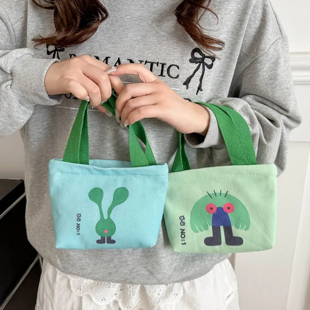 Cartoon Mini Canvas Tas Koreaanse Stijl Hand Snacktas Draagtas Kleine Zakjes Lunchtas