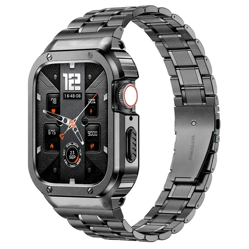 Imagen 2 del producto Funda de acero inoxidable y correa para Apple Watch, accesorios de cubierta de parachoques para iwatch Ultra 2 series 8 3 6 SE 7 9, 44mm, 45mm, 49mm, 40mm