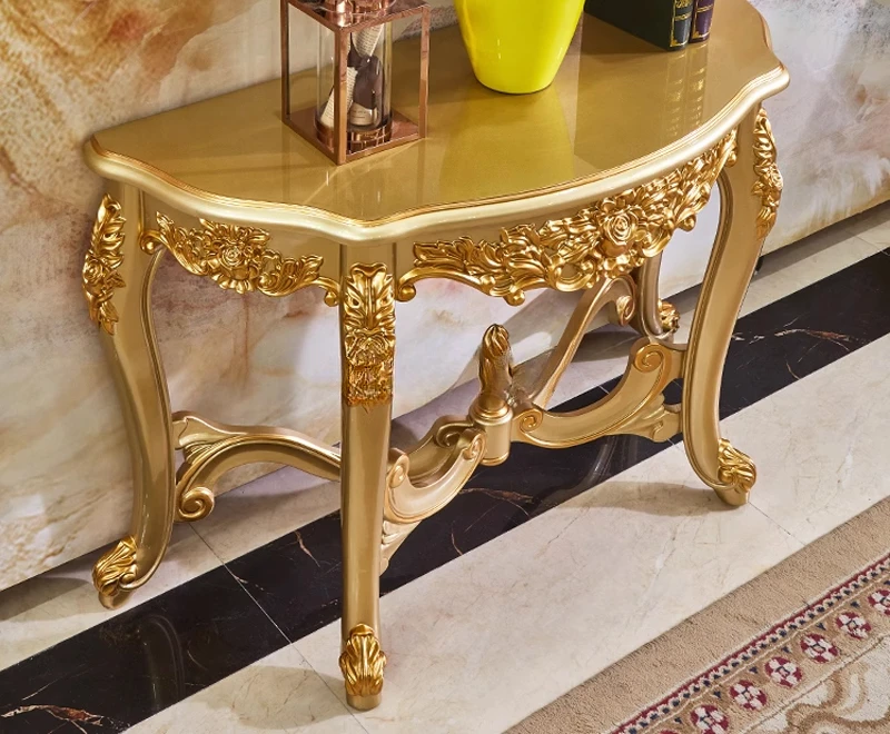 

Входной столик из цельного дерева в европейском стиле. Входной столик. Полукруглый входной шкаф для прихожей.