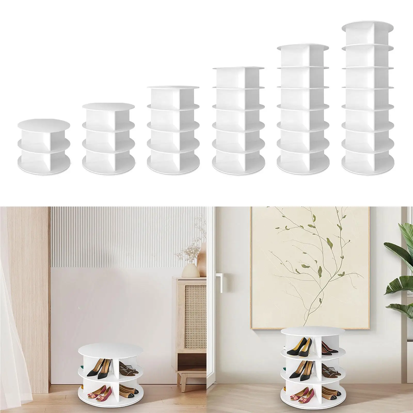 

Rotating Shoe Rack Storage Tower Rotating Shoe Display shelf Organizer White Shoe Rack Storage Round Carousel for home shoe shop
