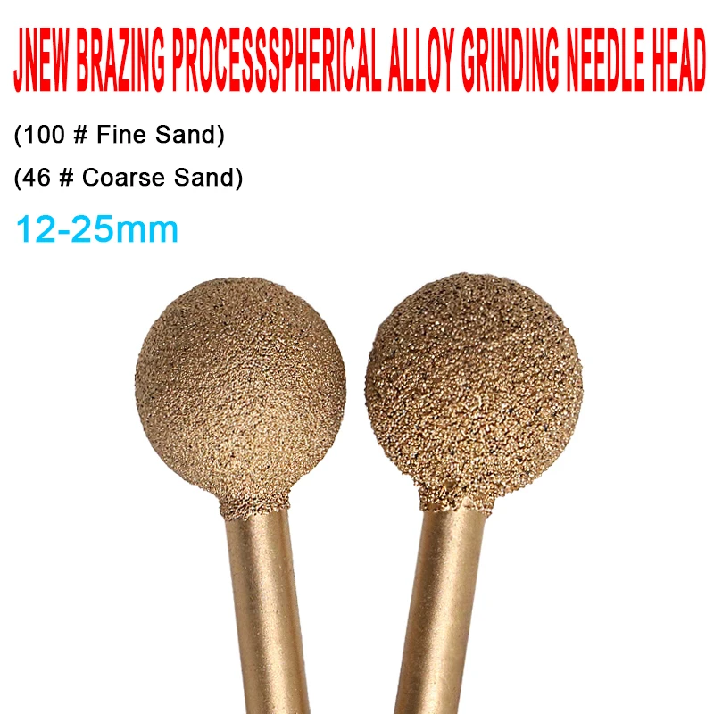 

1-10Pcs 12mm-25mm Spherical Brazed Diamond Grinding Jade Peeling Stone Carving Grinding Head for Polishing Rotating Tools