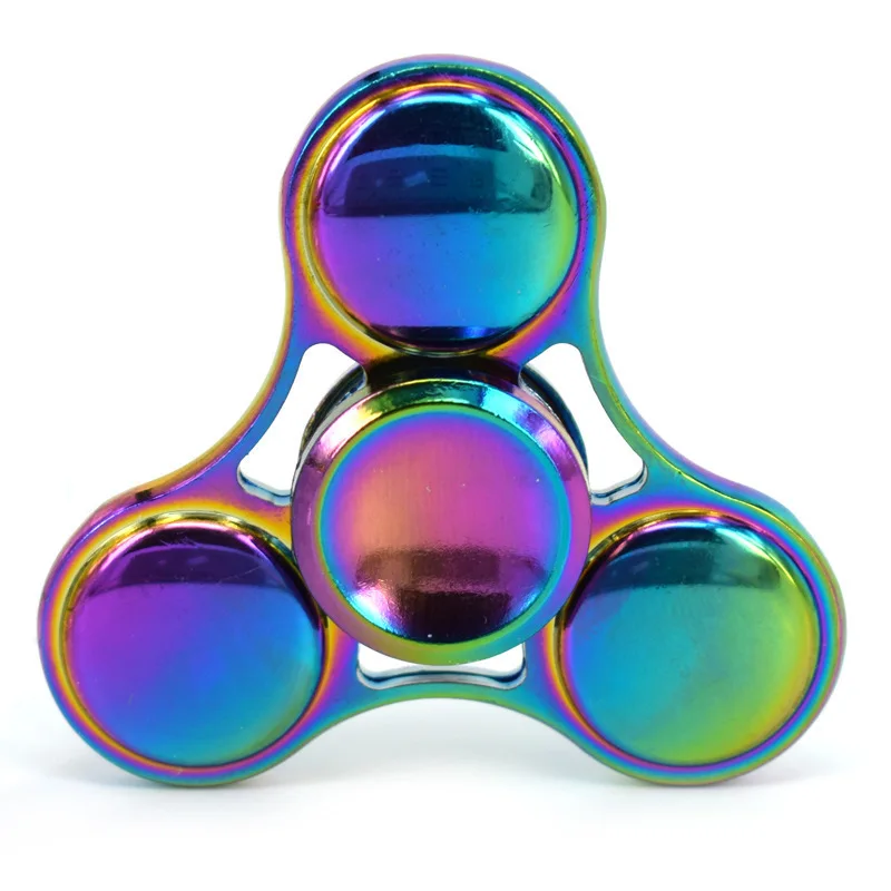 Colorful Spinning Triangle Fingertip Gyro Triple Leaf Cool Alloy Hand Spinner EDC Interfinger Gyro Relieve Stress Toys Gifts