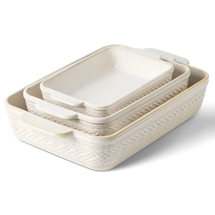 

Casserole Dishes for Oven Ceramic Baking Dishes Set of 3 Rectangular Lasagna Pans Casserole Dish Set for Baking Cooking Kitchen